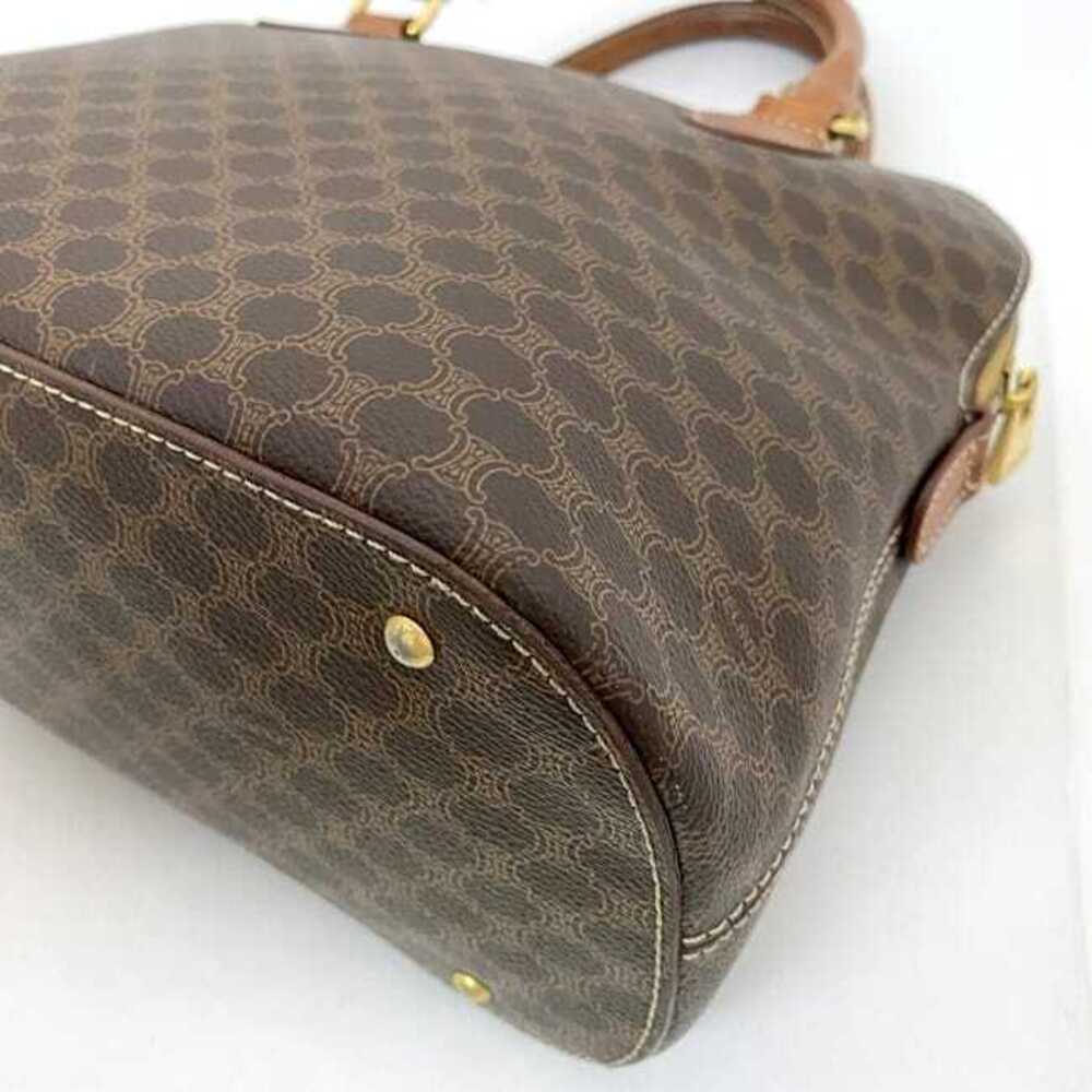 Celine Bag Brown Macadam Shoulder Top Handle Leather Zipper All over Logo - Picture 5 of 10
